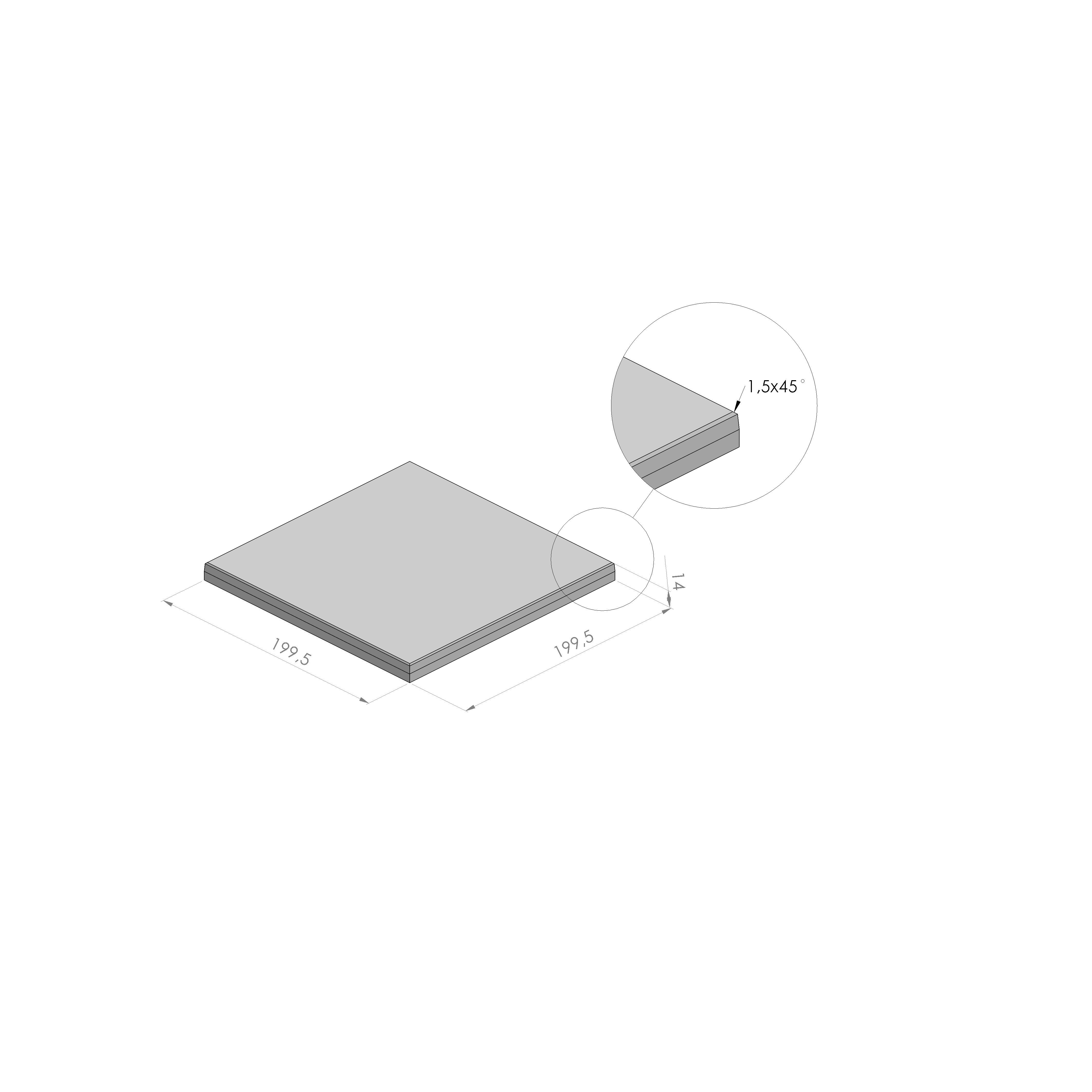 Transcon sportplaat ZHR EN 200x200x14cm grijs RAS zonder hijsvoorziening