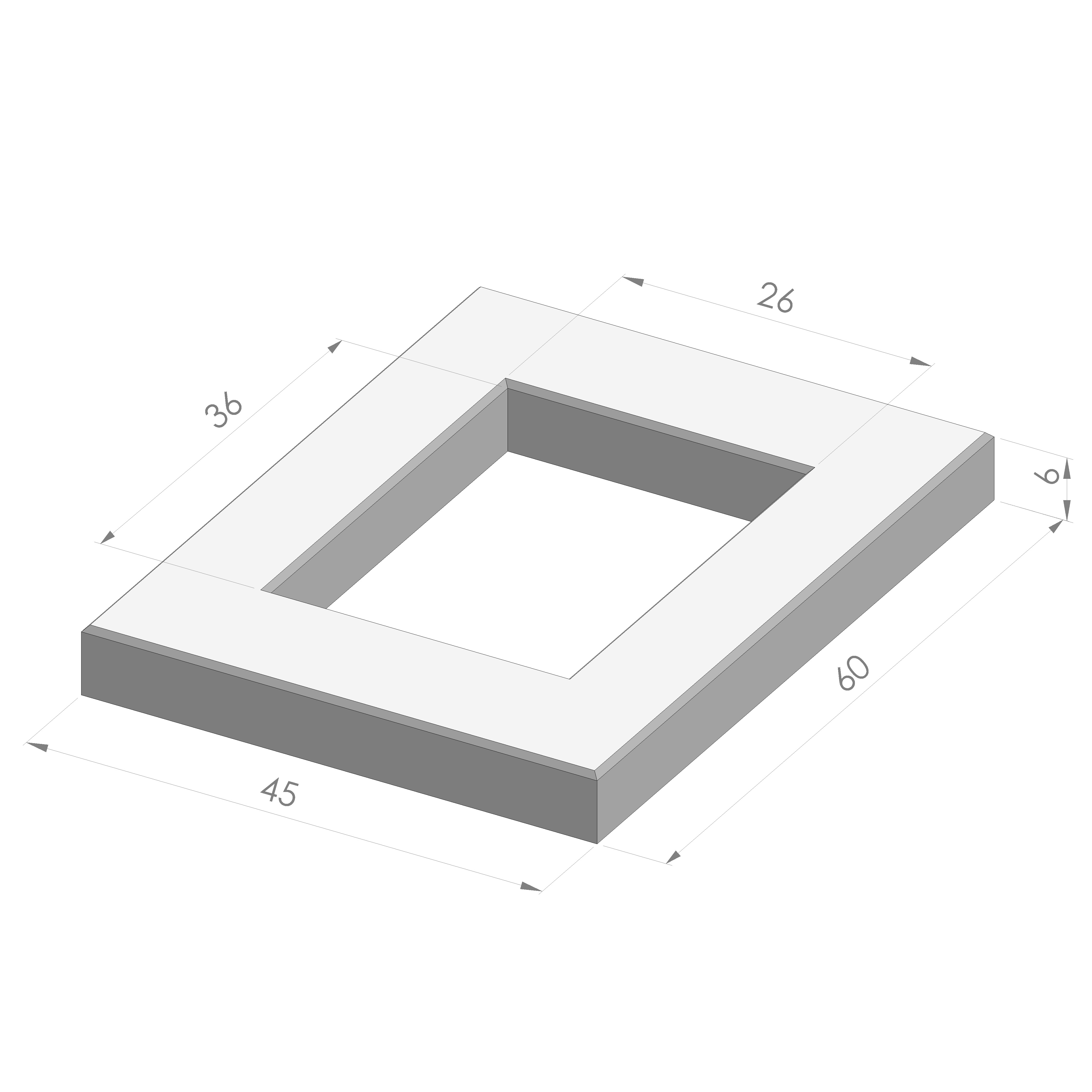 Sparingtegel KOMO 60x45x6cm grijs (gat 26x36cm)