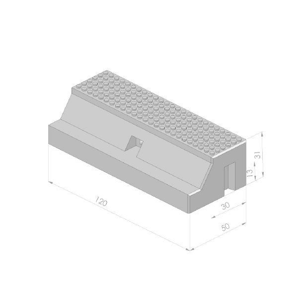 Busperronband 30/50x31x120cm met afvoer grijs