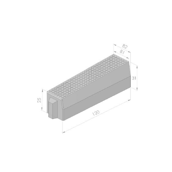 Busperronverloopband 30/40x31-28/30x25x120cm grijs