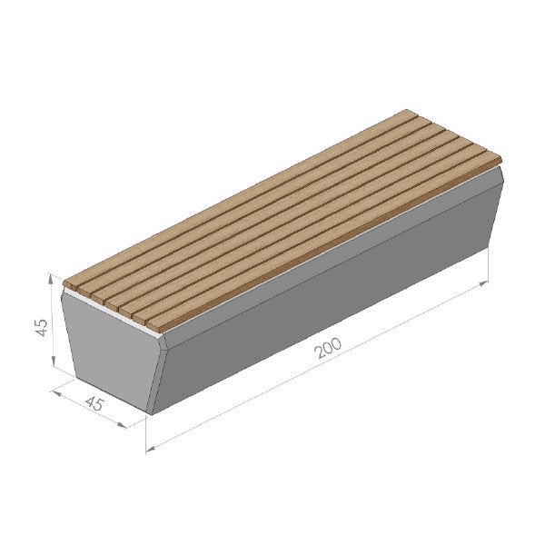 CircU bank 200x43,5x45cm wood grijs
