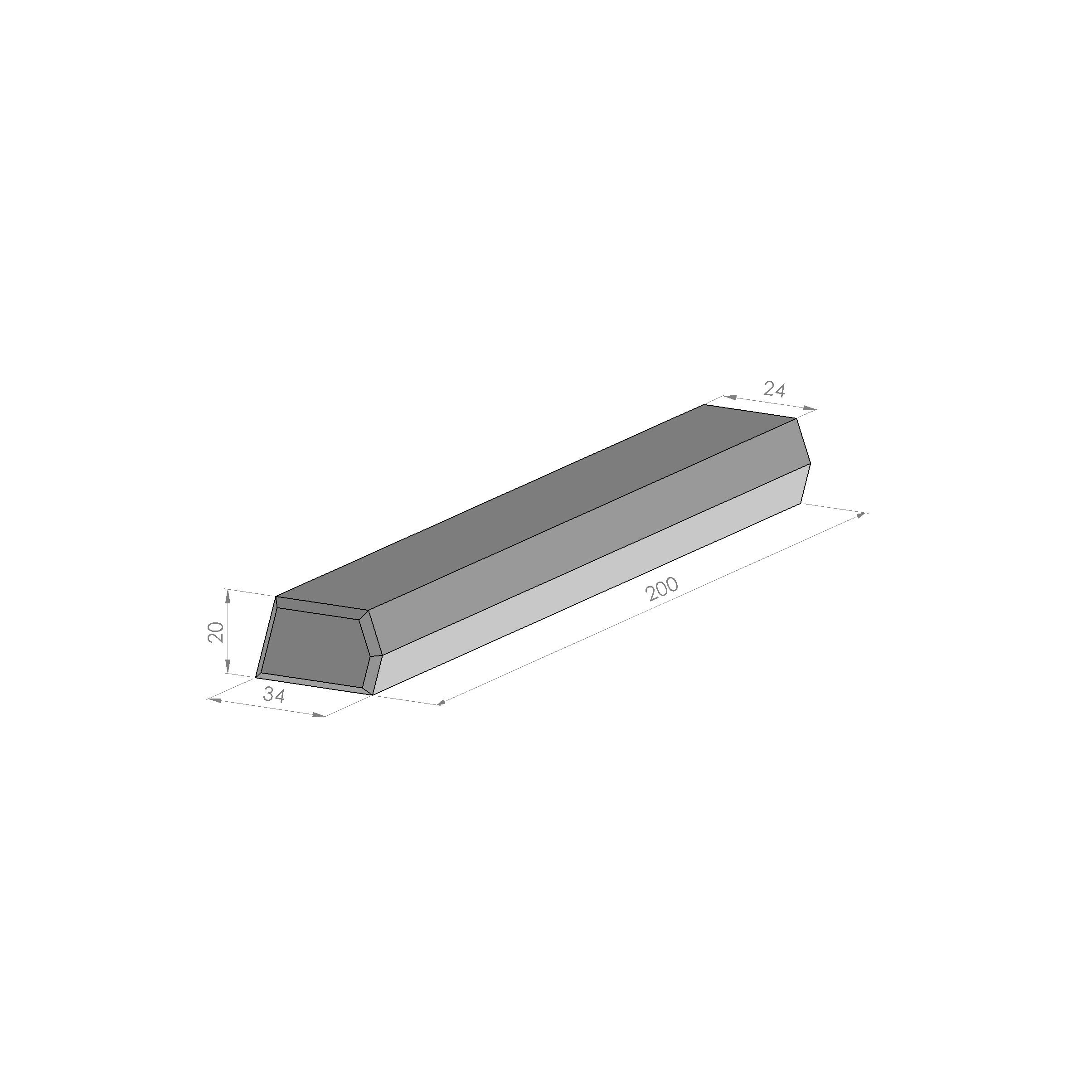 CircU traptrede 200x33x20cm zwart