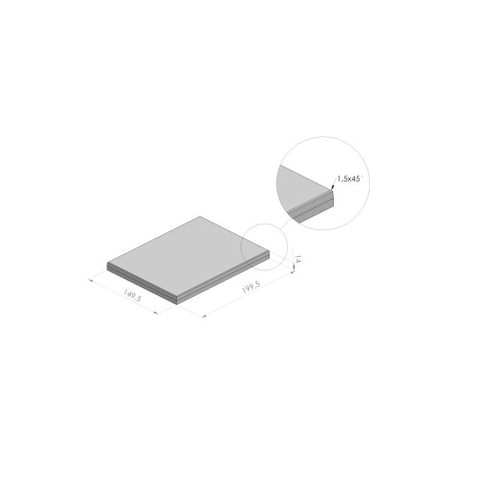 Transcon sportplaat ZHR 200x150x14cm grijs RAS zonder hijsvoorziening