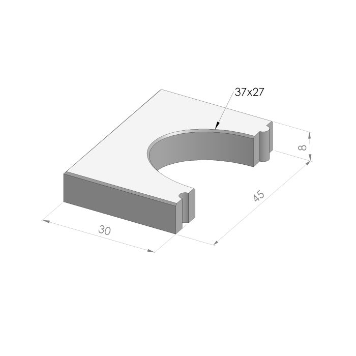 Sparingtegel KOMO 30x45x8cm grijs (gat 37x27cm)