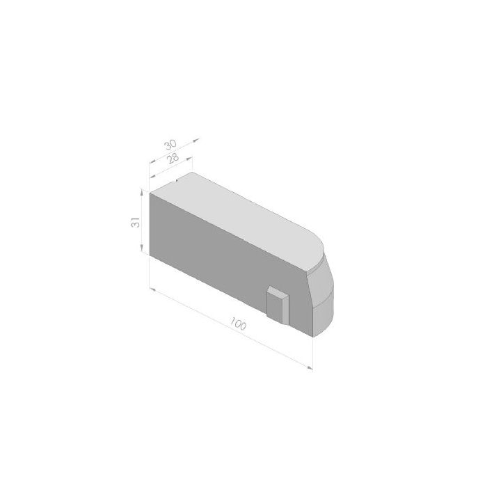 Busperroneindband 28/30x31x100cm rechts grijs
