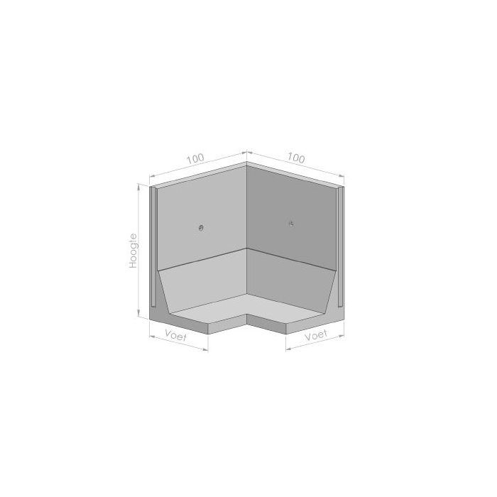 Keerwand L100xL100xH150 voet 78