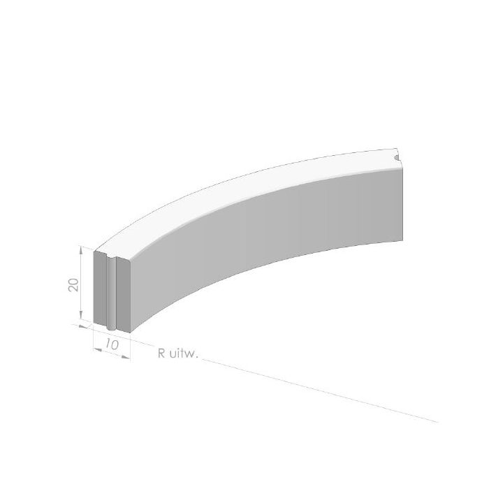 Opsluitbochtband 10x20x78.5cm R=0.50 grijs