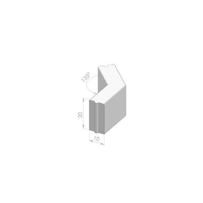 Opsluithoekstuk 10x20cm 135º grijs