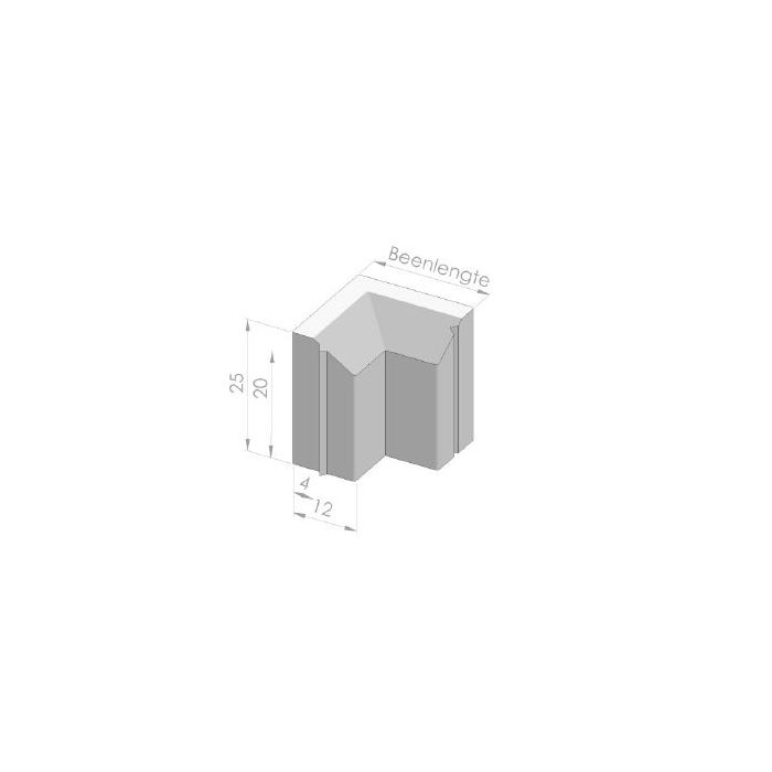 Rijwielpadhoekband 4/12x25cm  90º inw zwart