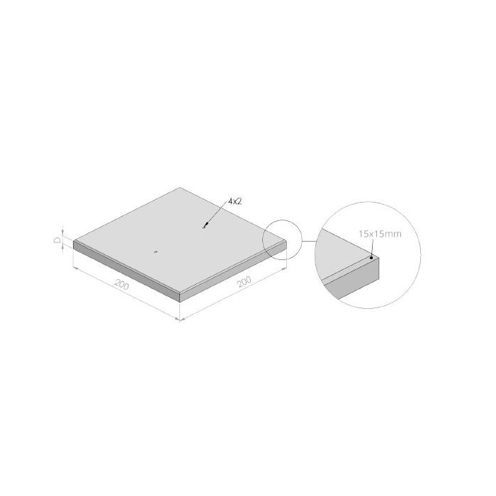 Gebruikte betonplaat 200x200x14cm zonder hoekrand - B-keus