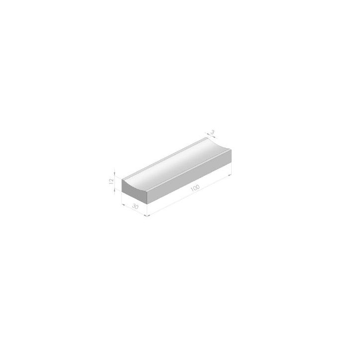 Transcon molgoot 12x30x100cm grijs uitholling 30mm