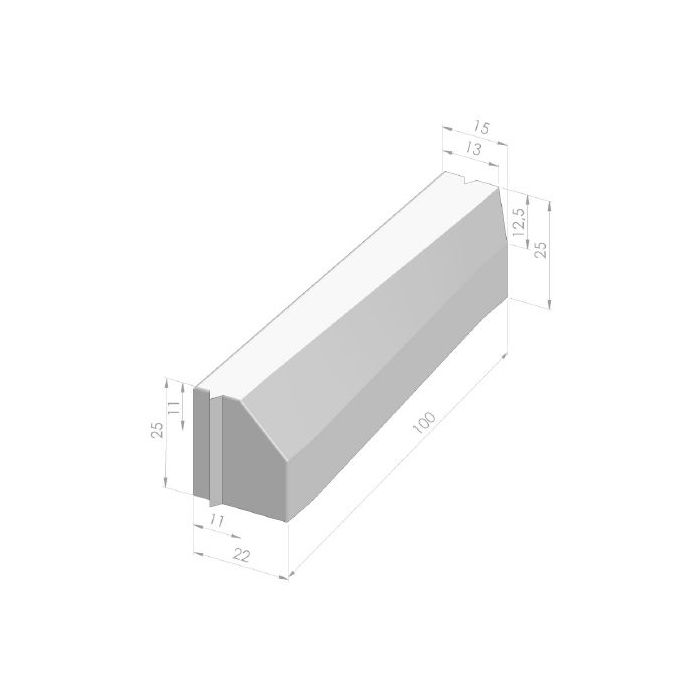 Verloopband 11/22x25-13/15x25x100cm grijs