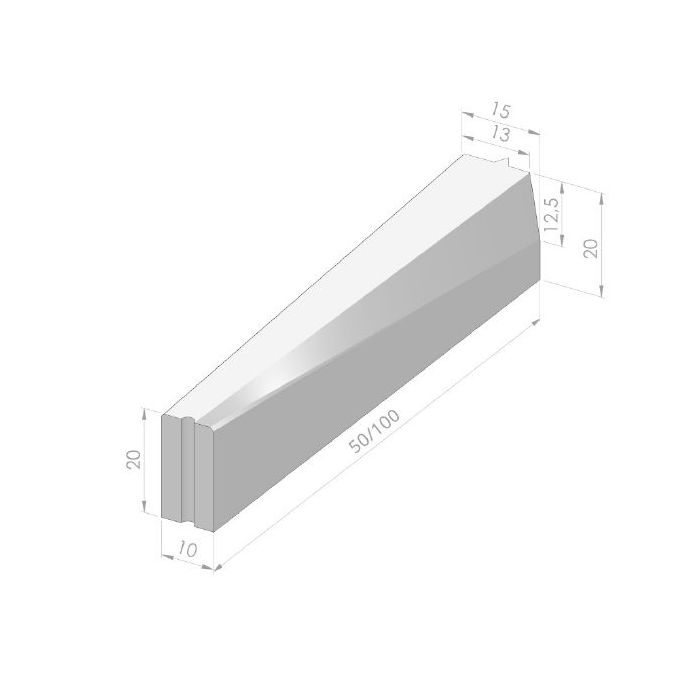 Verloopband 10x20-13/15x20x(50/100)*cm grijs
