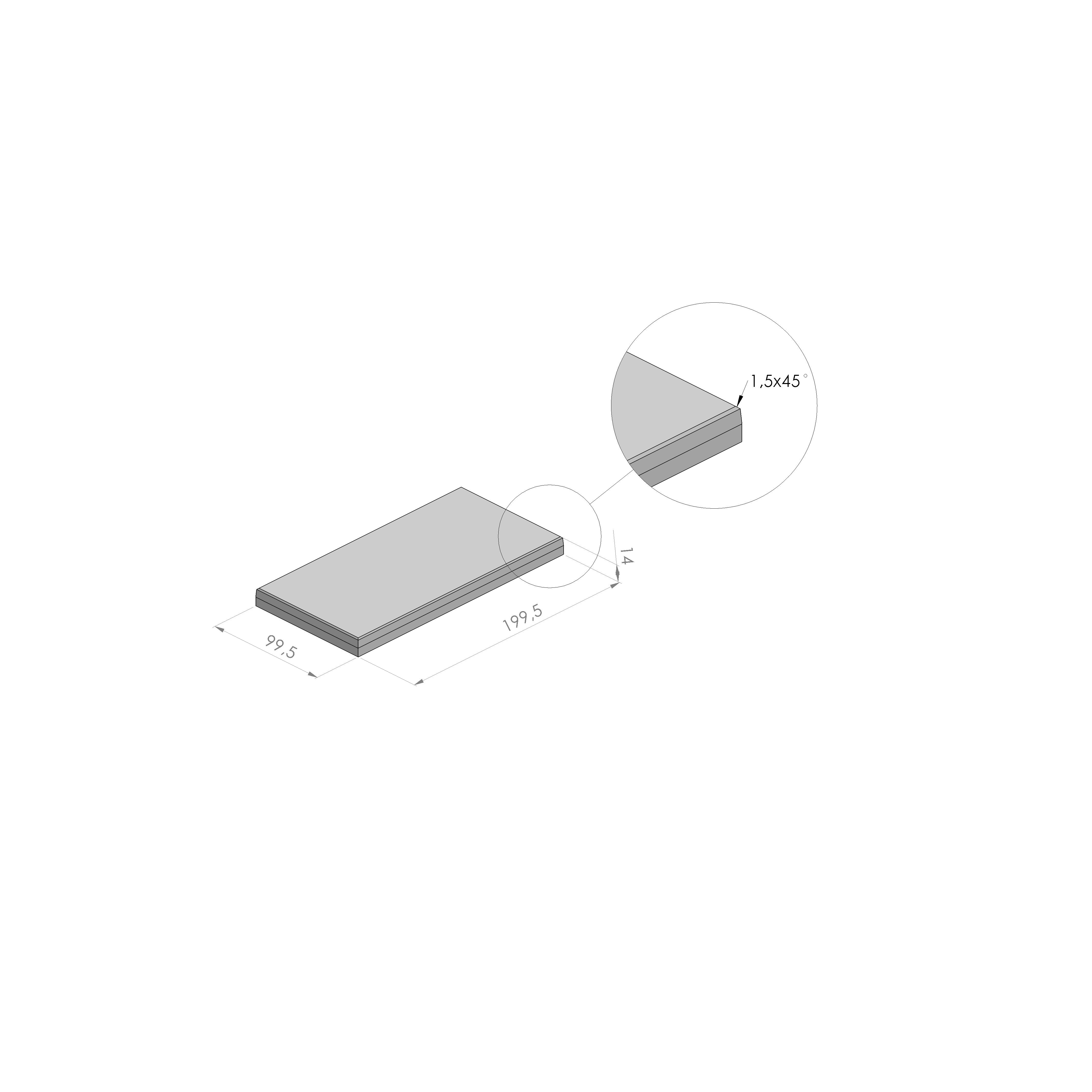 Transcon sportplaat ZHR 200x100x14cm grijs RAS zonder hijsvoorziening