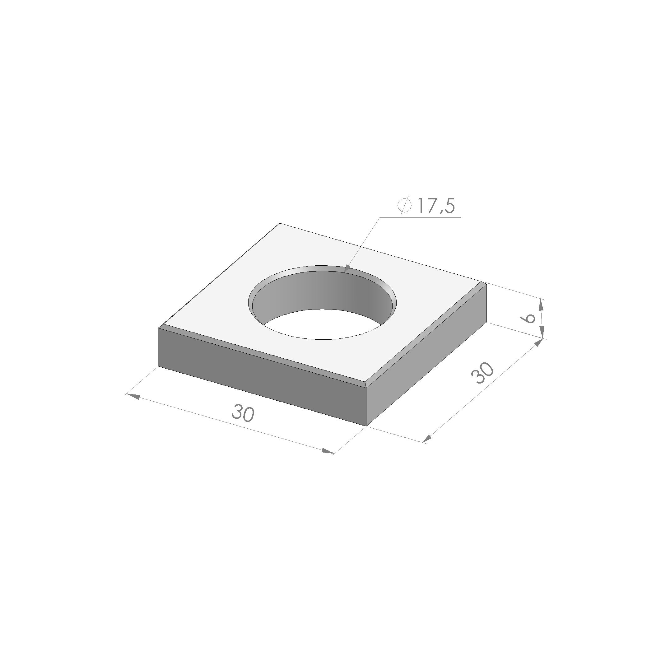 Sparingtegel KOMO 30x30x6cm grijs (gat ø17,5cm)