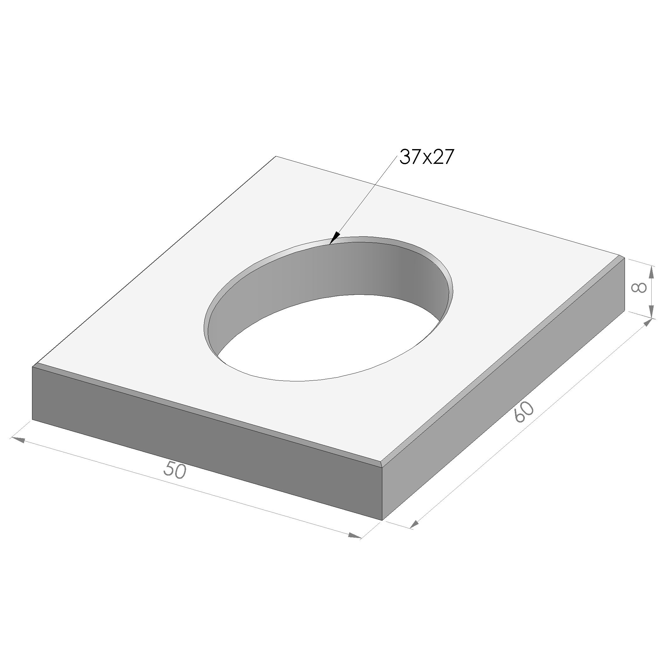 Sparingtegel KOMO 50x60x6cm grijs (gat 37x27cm)