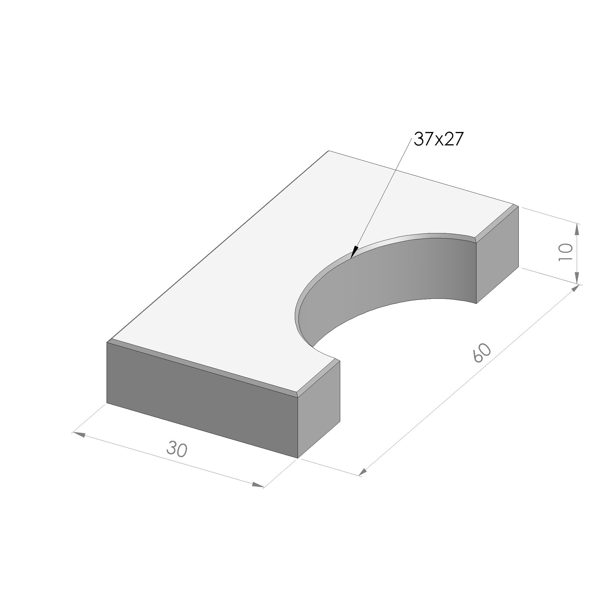 Sparingtegel KOMO 30x60x10cm grijs (gat 37x27cm)