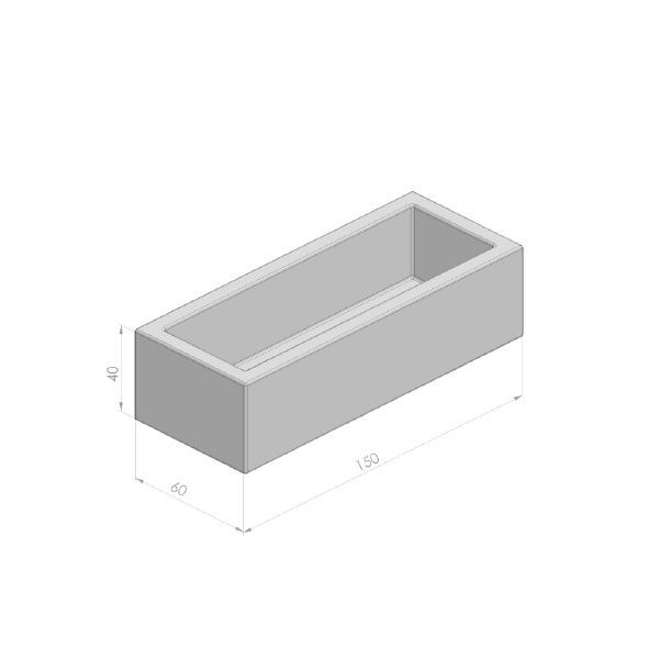 Bloembak 150x60x40cm zwart