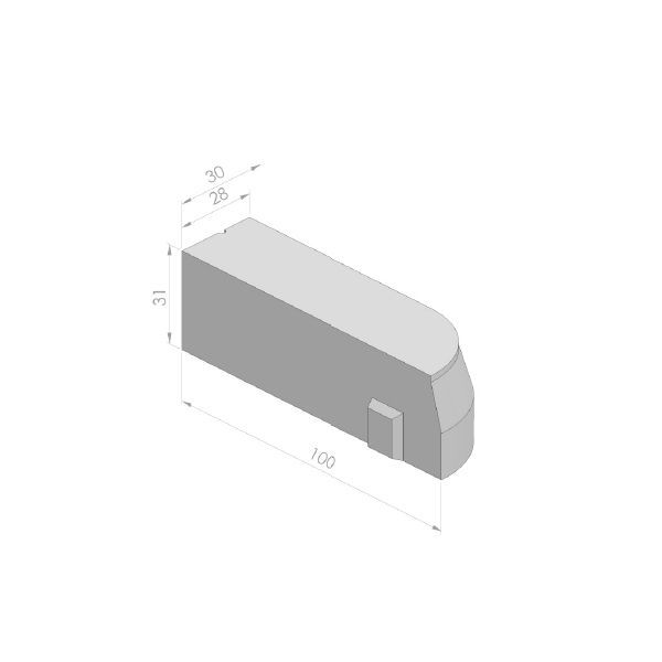 Busperroneindband 28/30x31x100cm rechts grijs