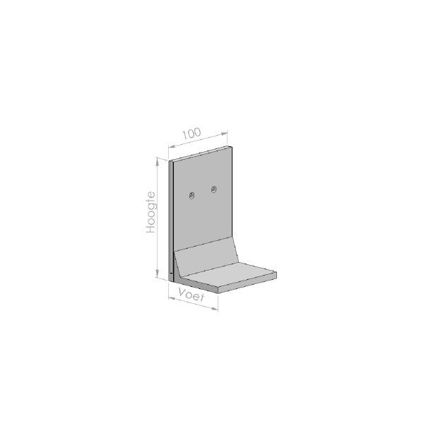 Keerwand L100xH75 voet 50