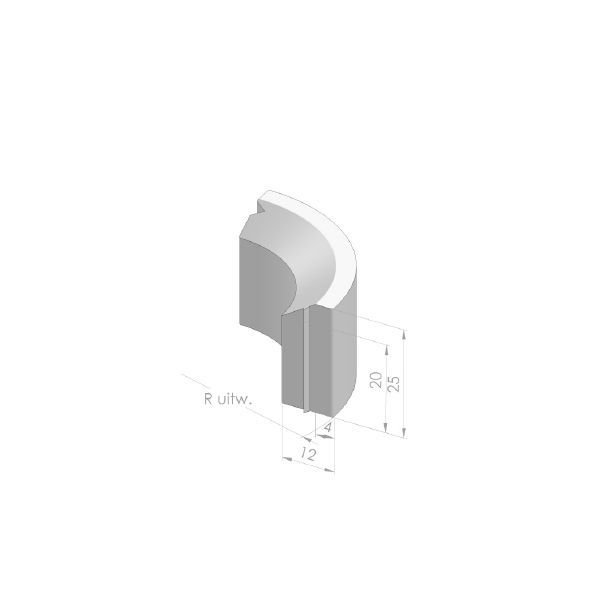 Rijwielpadbochtband 4/12x25x78,5cm R=10 inw grijs