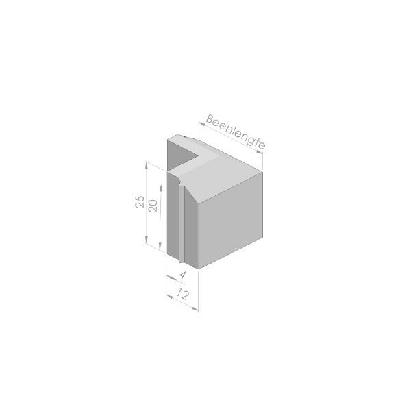 Rijwielpadhoekband 4/12x25cm  90º uitw grijs