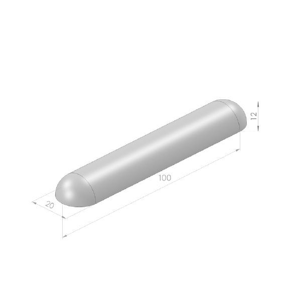 Stootband plak 12x20x95cm 2x rond grijs