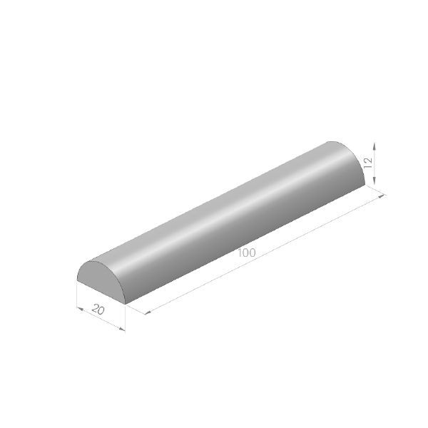 Stootband plak 12x20x95cm tussenelement grijs