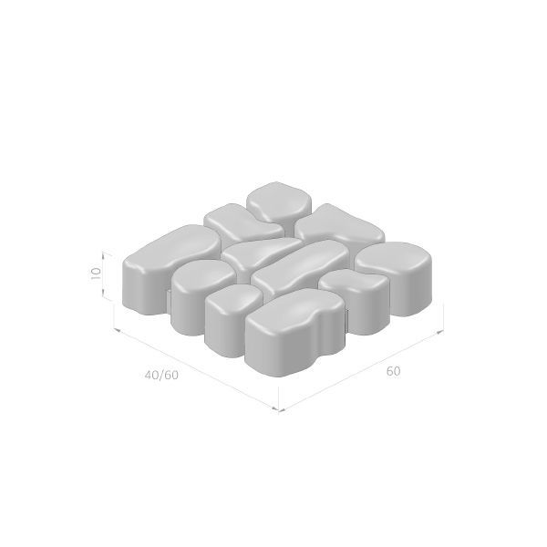 TB Rockvale 60x40x10cm grijs