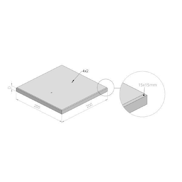 Transconplaat EN 200x200x14cm grijs glad met hijsvoorziening