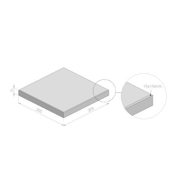 Transconplaat DN 200x200x20cm grijs glad zonder hijsvoorziening