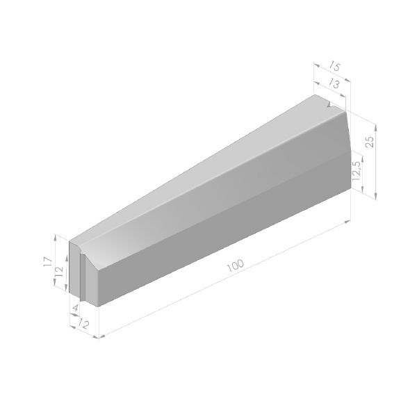 Verloopband 4/12x17-13/15x25x100cm zwart