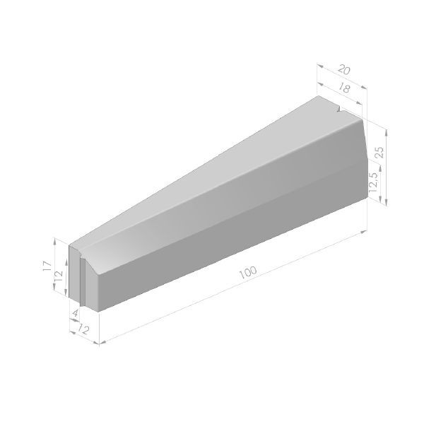 Verloopband 4/12x17-18/20x25x100cm grijs