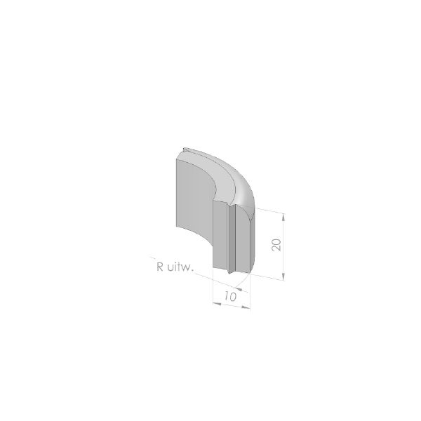 Gazonbochtband 10x20x78,5cm R=8 uitw grijs