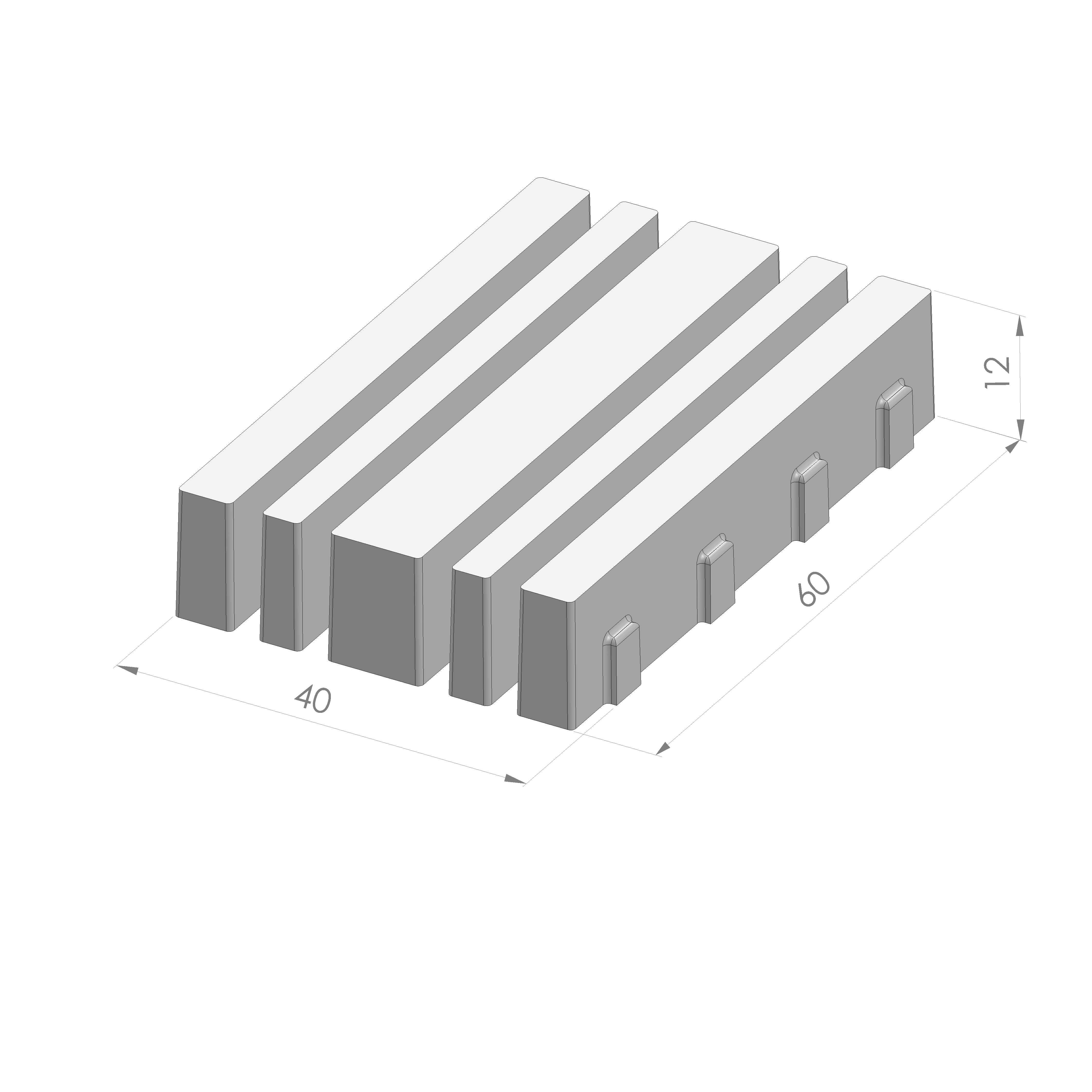 Grastegel modern 60x40x12cm antraciet