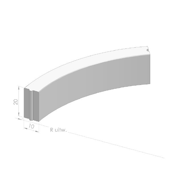 Opsluitbochtband 10x20x78,5cm R=0.50 grijs