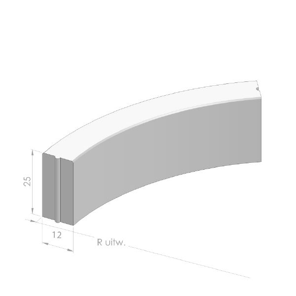 Opsluitbochtband 12x25x78,5cm R=0.50 grijs