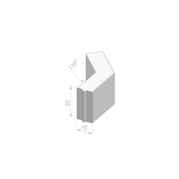 Opsluithoekstuk 10x20cm 135º grijs