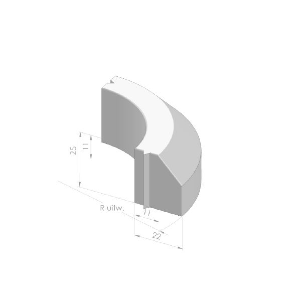 RWS-bochtband 11/22x25x78,5cm R=1 uitw grijs