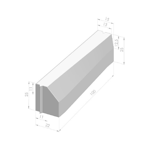 Verloopband 11/22x25-13/15x25x100cm zwart
