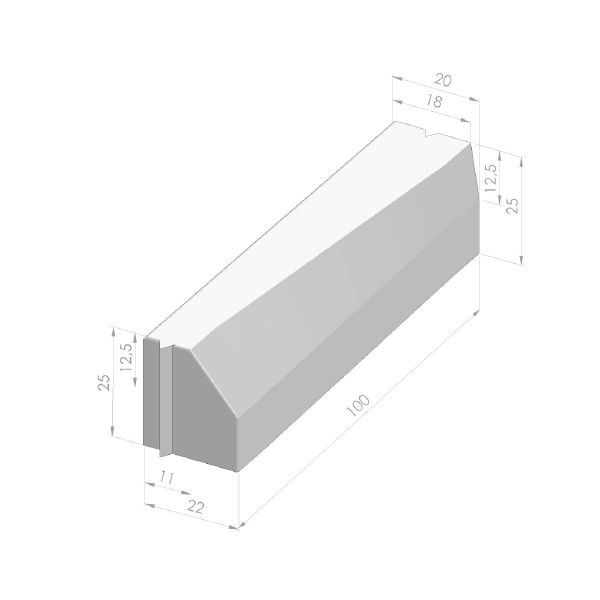Verloopband 11/22x25-18/20x25x100cm grijs