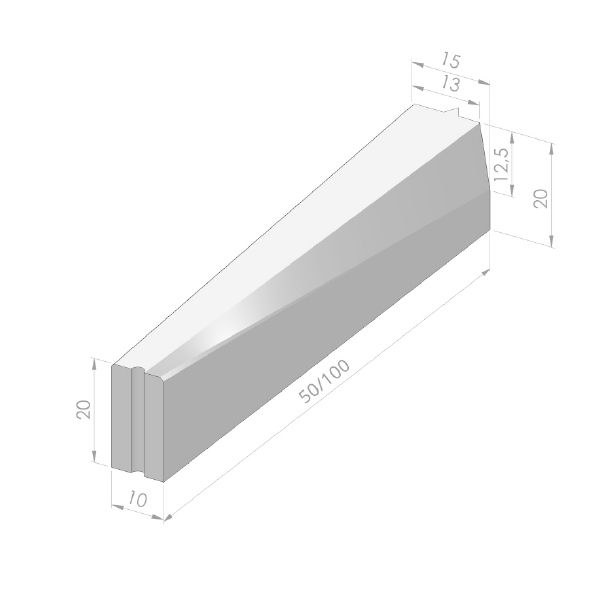 Verloopband 10x20-13/15x20x(50/100)*cm grijs
